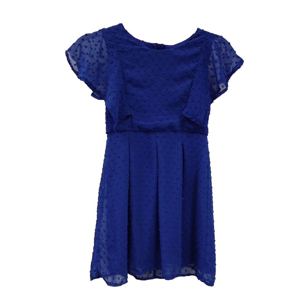 Poppies and Roses Dress Girls Medium Blue Easter Formal Wedding Spring Church